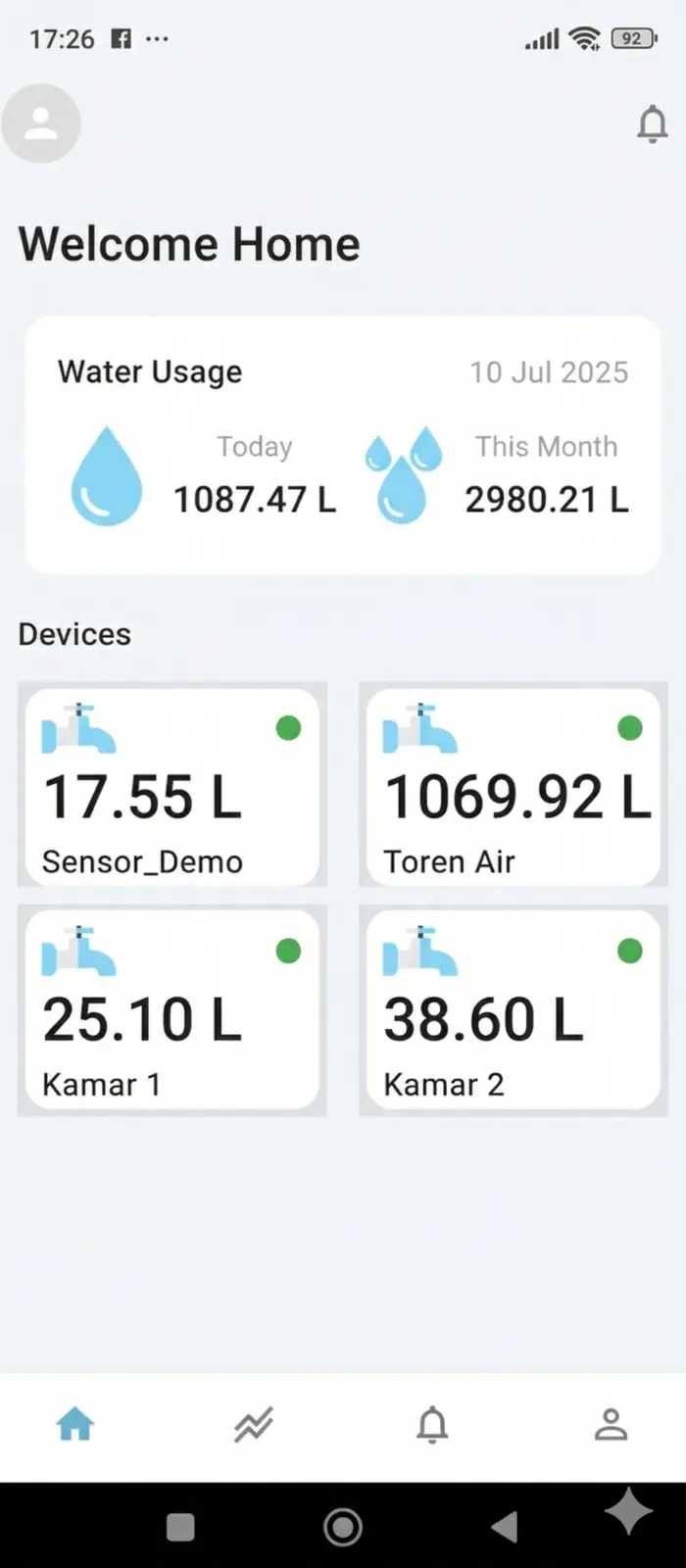Air Cerdas – Mobile App application interface