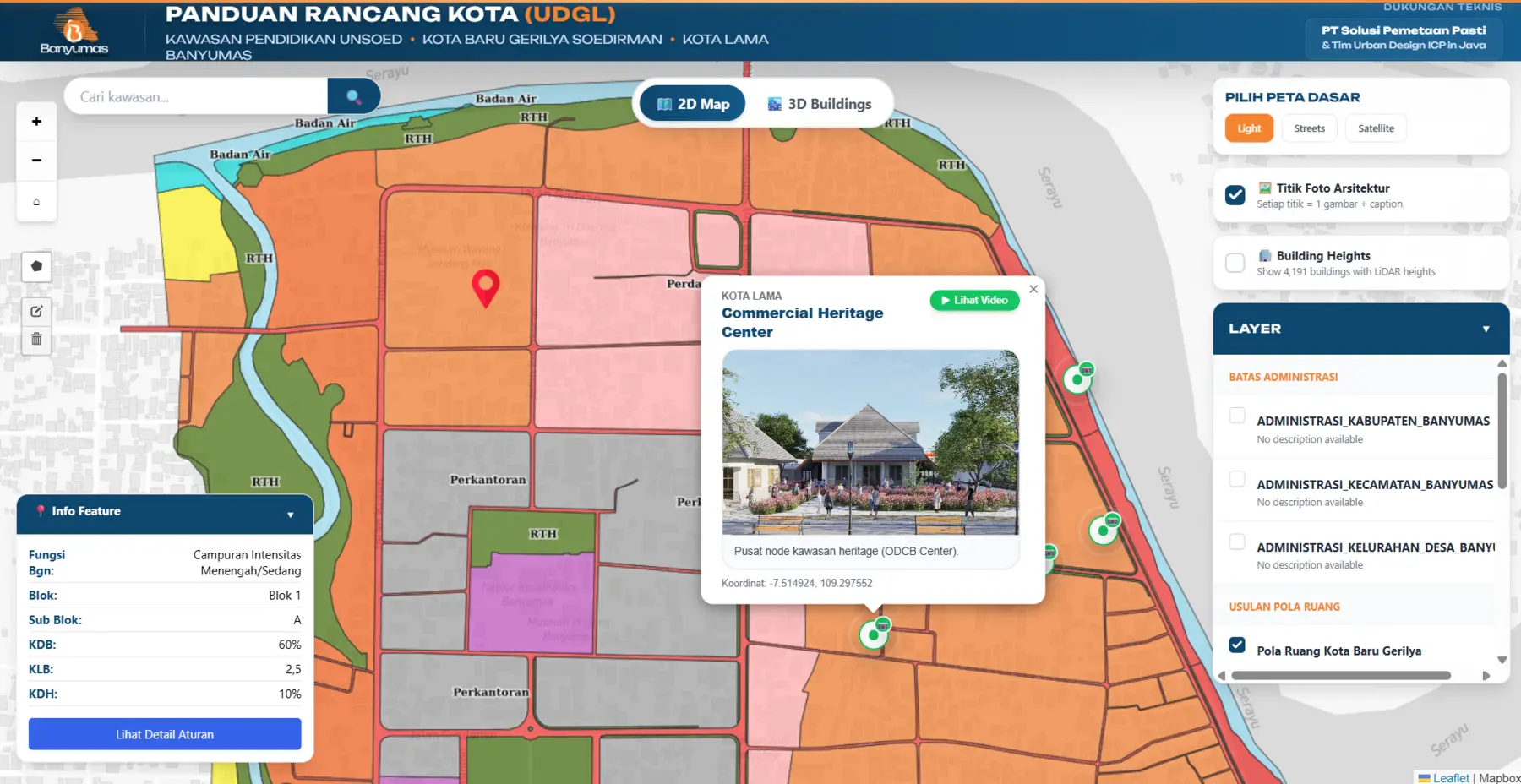RancangKota – WebGIS UDGL Purwokerto application interface